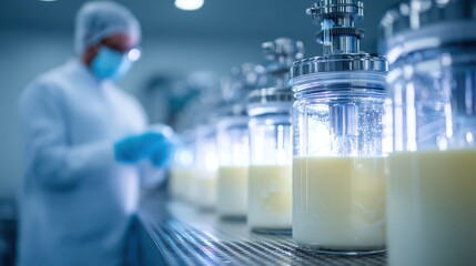 In a high-tech laboratory, scientists conduct precision fermentation to create innovative dairy alternatives
