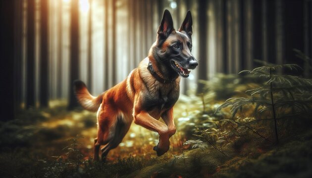Belgian Malinois Patrolling A lean and alert Belgian Malinois mo