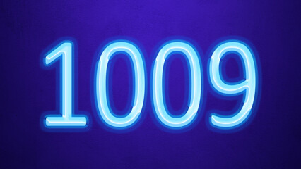 Glowing blue number design of 1009 on blue background.