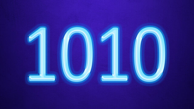 Glowing blue number design of 1010 on blue background.