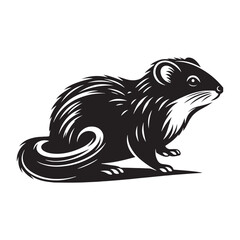 Shrew Silhouette - Minimalist Shrew Vector - Illustration of Shrew .