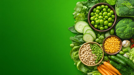 Fresh vegetables arranged beautifully, showcasing vibrant greens and healthy options