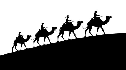 Nomadic Camel Caravan: Silhouettes of Desert Adventure