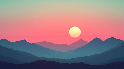 Pink sunset over silhouetted mountains. (4)