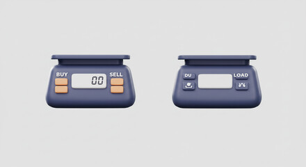 A sleek digital scale ready for buying and selling, showcasing a minimalist design with clean lines and a muted blue hue.