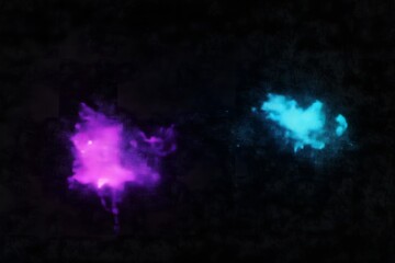 Obraz premium A close-up of an abstract, colorful pattern with neon green and purple hues on the surface of a space black metal, resembling iridescent film, with fluid lines that flow like liquid. 