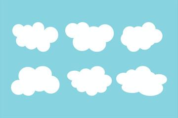 Cartoon clouds flat design. a set of white cloud.