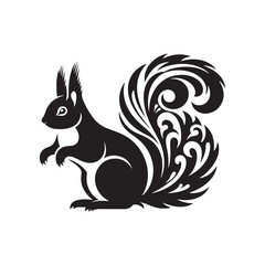 Squirrel Silhouette - Minimalist Squirrel Vector - Illustration Of Squirrel .