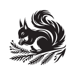 Squirrel Silhouette - Minimalist Squirrel Vector - Illustration Of Squirrel .