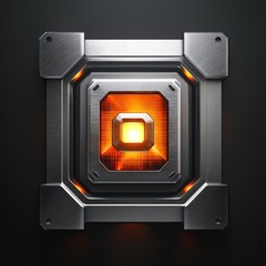 Fototapeta premium Futuristic metallic box with glowing center