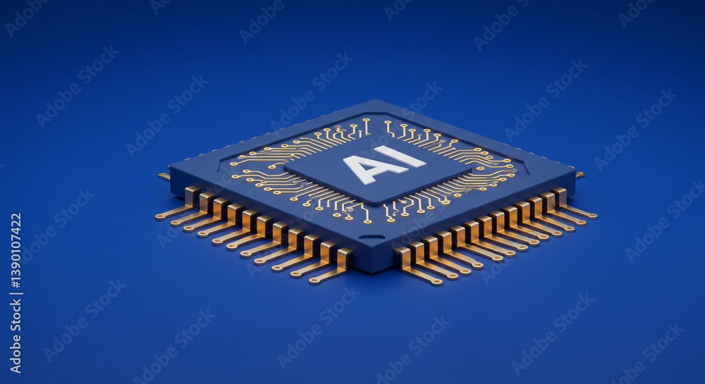 Poster the ai microchip: a symbol of technological advancement, promising a future powered by intelligent m