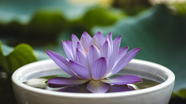 a photo of a purple lotus flower in full bloom - Powered by Adobe