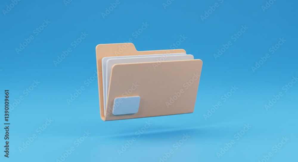 Poster a cheerful peach-colored folder playfully floats against a serene blue backdrop, symbolizing the eff