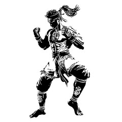 Epic Boxer Warrior in Fight Mode Logo Martial Arts Illustration