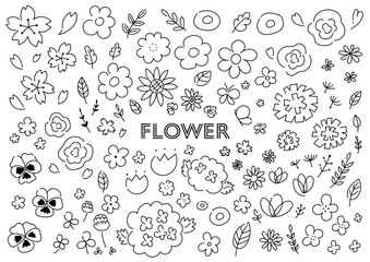 花の手描きイラストセット