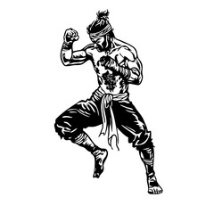 Karate Fighter in Combat Stance logo design – Stealth Warrior Illustration