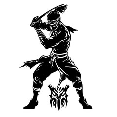 Epic Boxer Warrior in Fight Mode Logo Martial Arts Illustration