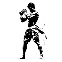 Karate Fighter in Combat Stance logo design – Stealth Warrior Illustration