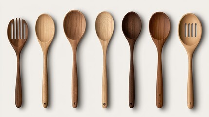 Cooking action with wooden kitchenware tools beautiful dish spatula set modern kitchen environment aesthetic viewpoint