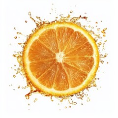 Fresh Orange Slice with Splashing Juice Vibrant Citrus Fruit Healthy Vitamin C