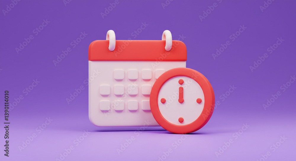 Poster a friendly calendar and clock remind you of an important upcoming event, displayed against a soft pu