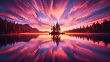 Opalescent Twilight An opalescent curtain of shimmering peach an