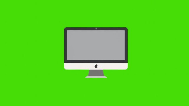 Flat style computer monitor illustration on green background.