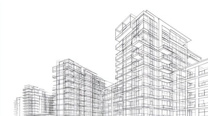 Fototapeta premium Architectural Design Sketch of Modern Buildings