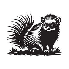 Tenrec Silhouette - Tenrec Vector - Minimalist Tenrec Illustration.