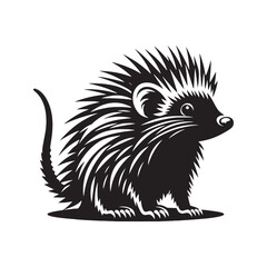 Tenrec Silhouette - Tenrec Vector - Minimalist Tenrec Illustration.