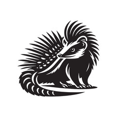 Tenrec Silhouette - Tenrec Vector - Minimalist Tenrec Illustration.