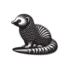 Tenrec Silhouette - Tenrec Vector - Minimalist Tenrec Illustration.