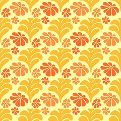 Floral pattern design, flower and leaves mosaic pattern, tiled motif background