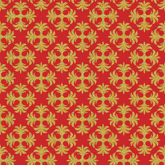 Gold art nouveau repeating motif seamless pattern