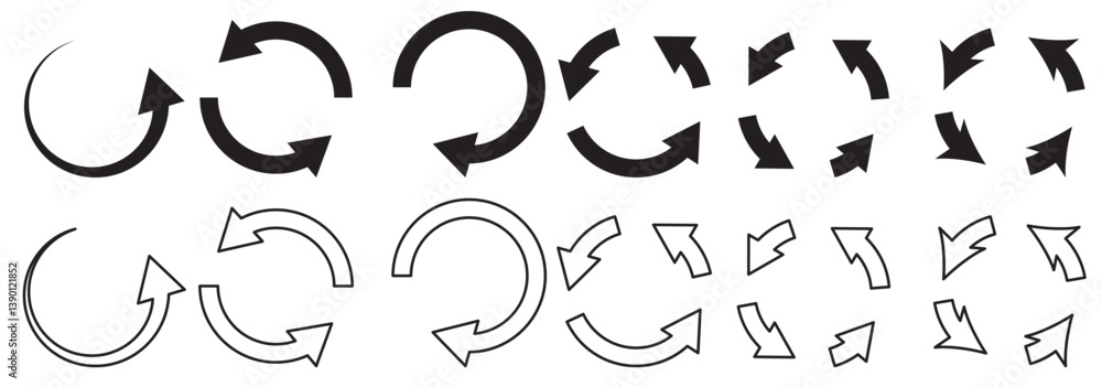 Poster refresh icon vector. green recycle vector icon symbol. repeat and reload icons set and arrow rotatio