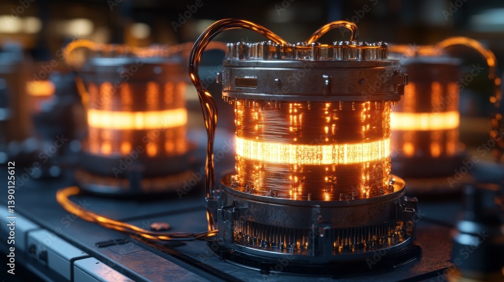 Poster intricate glowing tech devices. complex circuitry and glowing numbers. futuristic machine components