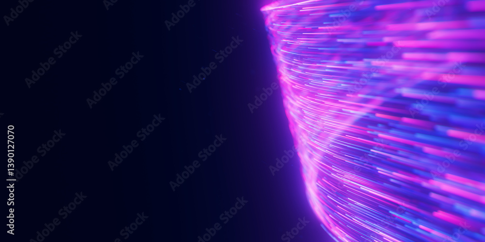 Poster closeup of bigdata light speed flow. abstract digital data stream of quantum computing. cyberspace o