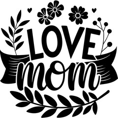 Obraz premium Happy mothers day calligraphy, floral text on white background
