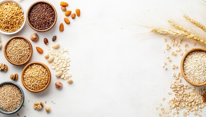 Assortment of healthy grains and nuts