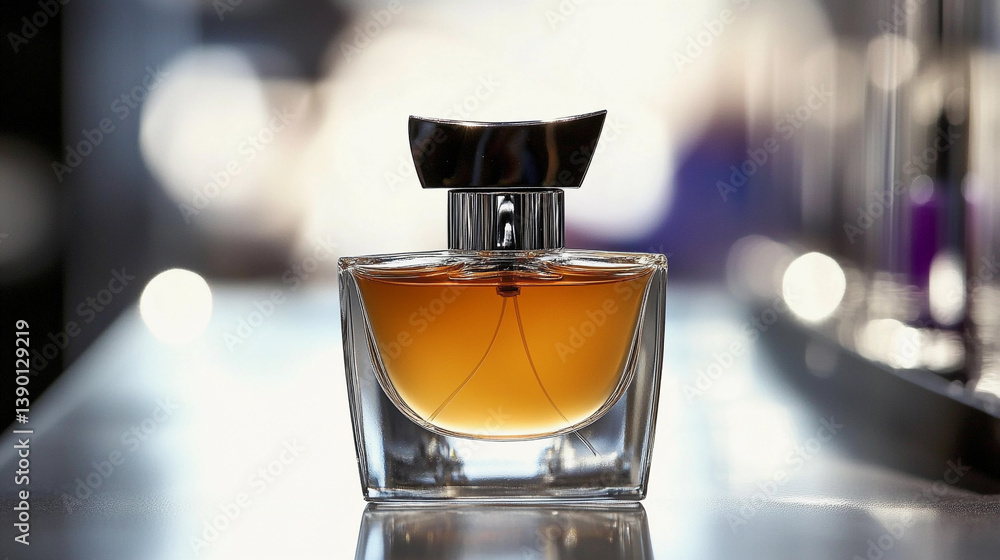 Poster stylish perfume bottle on a sleek surface generative ai
