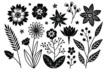 Hand-Drawn Spring & Summer Floral Collection – Wildflowers, Leaves & Herbs