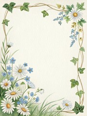 Fototapeta premium A delicate watercolor illustration featuring a charming floral border.