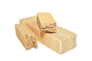 Pastry puff sweet wafers lie on a white background.