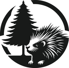 Porcupine silhouette vector animal