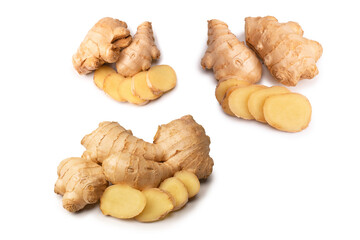 Ginger root isolated on white background.