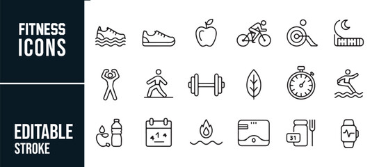 Workout and Exercise Icons for Active Lifestyle
