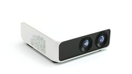 A digital video camera, an isolated electronic object on white