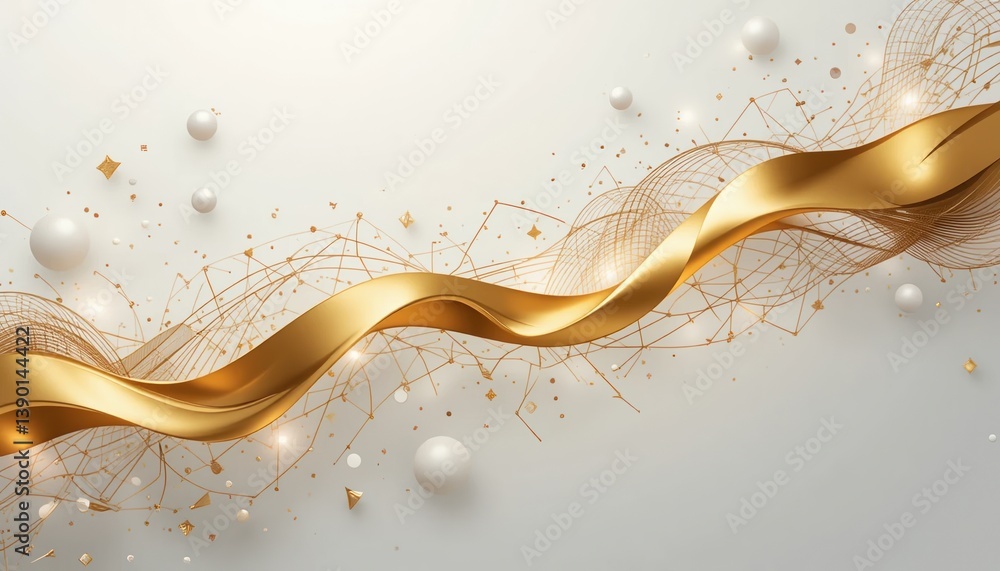 Poster Elegant golden ribbon flowing through abstract background decorative design element minimalistic style soft lighting visual art concept