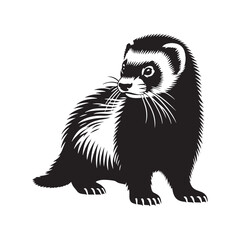 Ferret Vector - Minimalist Ferret Silhouette - Illustration of Ferret.