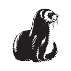 Ferret Vector - Minimalist Ferret Silhouette - Illustration of Ferret.